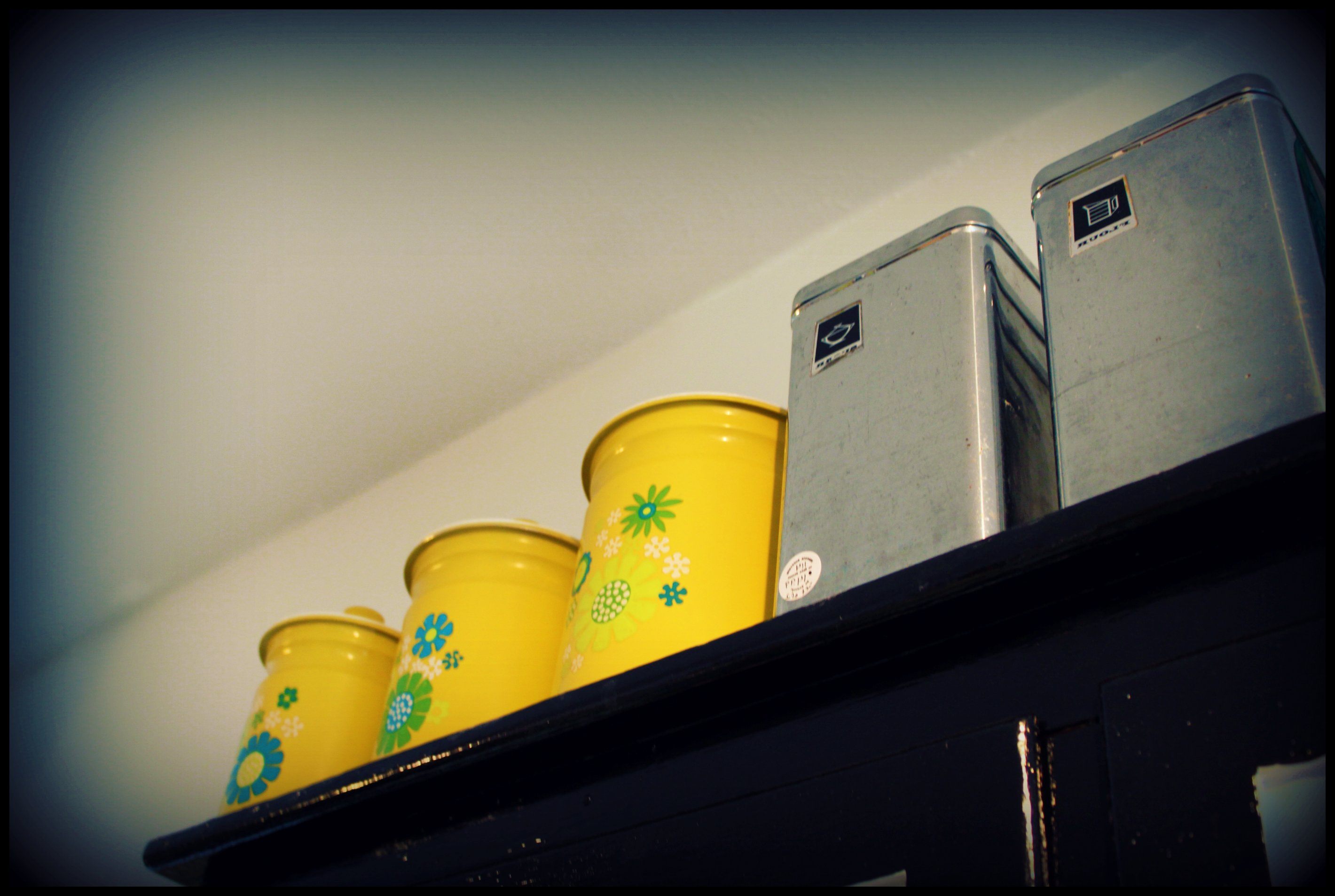 Vintage kitchen canisters.