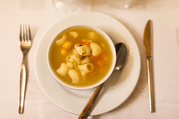 Escudella, a ham bone broth with snail-shaped pasta, is traditionally reserved for Christmas.