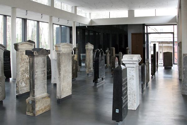 Tombstones at the lapidarium of the Schönhauser Allee Cemetery.