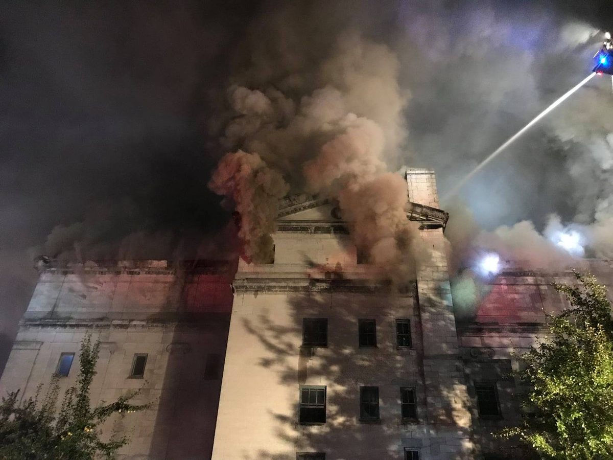 The blaze had to be battled from the top down.