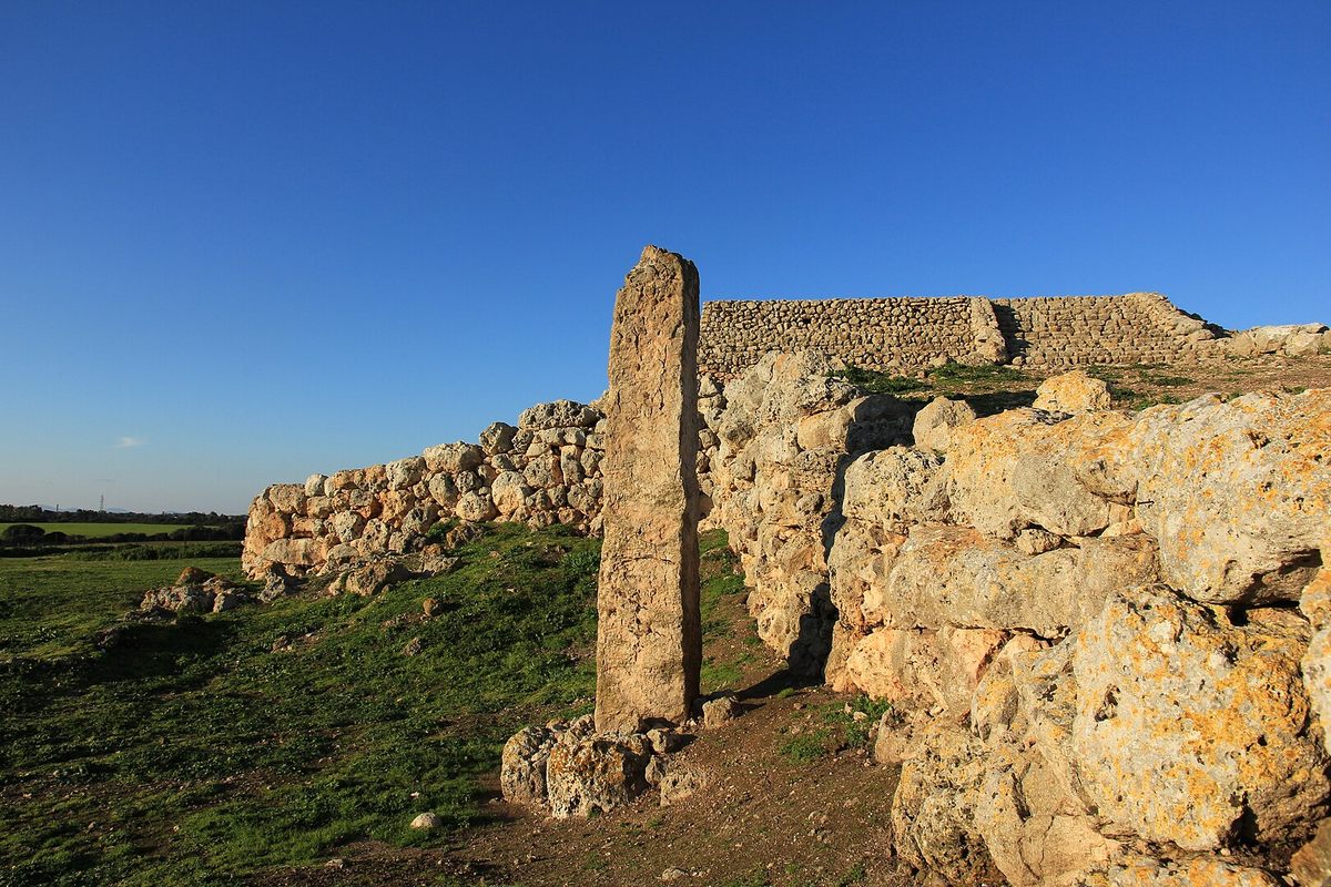 One of the menhirs still standing at Monte d'Accoddi in Sardinia.