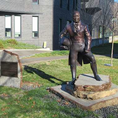 Statue of William Lanson and Plaque.