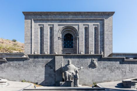 The Matenadaran and statue of Mesrop Mashtots.