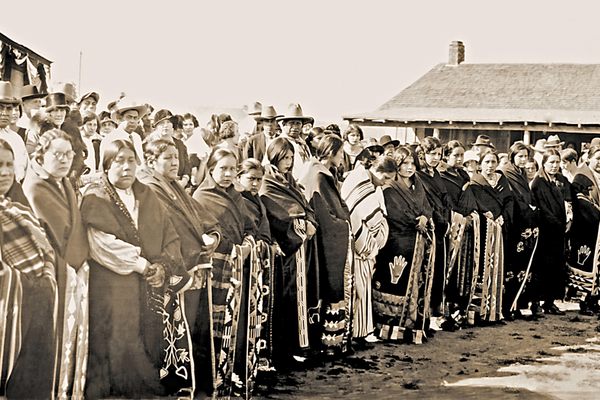 A crop from the 1924 panorama showing members of the Osage Nation alongside prominent local white businessmen and leaders.