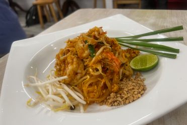 Although not a traditional Isaan dish, the pad thai is in fine form here.
