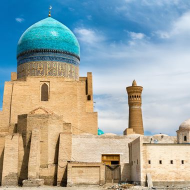 The mosque, with the minaret in the background.