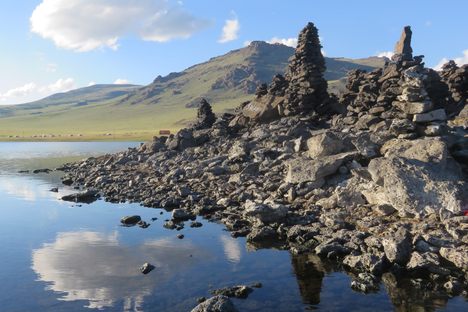 The ovoos are made from lava rocks