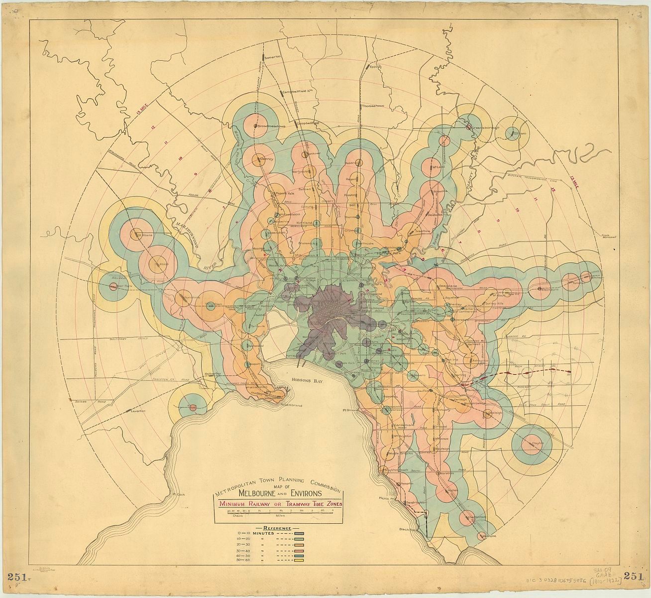 "Minimum Railway or Tramway Time Zones," from 20th-century Melbourne.