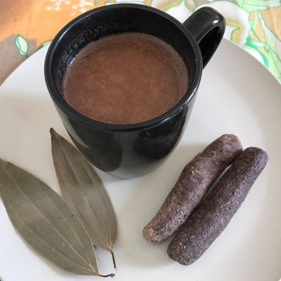 This chocolate tea was made from cocoa that was wild-crafted and traditionally prepared by small-scale farmers in Portland Parish, Northeast Jamaica.