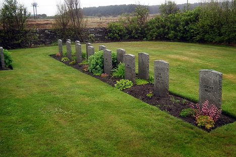 Modern photograph of the German soldiers tombstones at Lyness