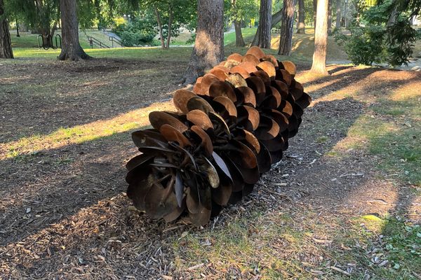 ‘Pinecone’ in Deering Oaks Park celebrates artistry within the city and pays homage to the art community in Portland. 