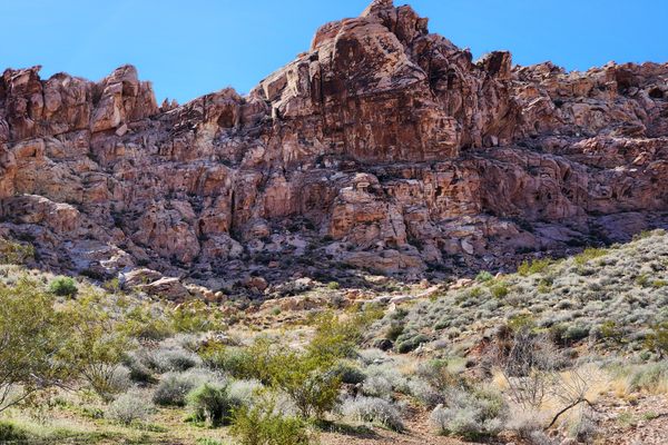 Colorful sandstone cliff just west of the Colorock Quarry.