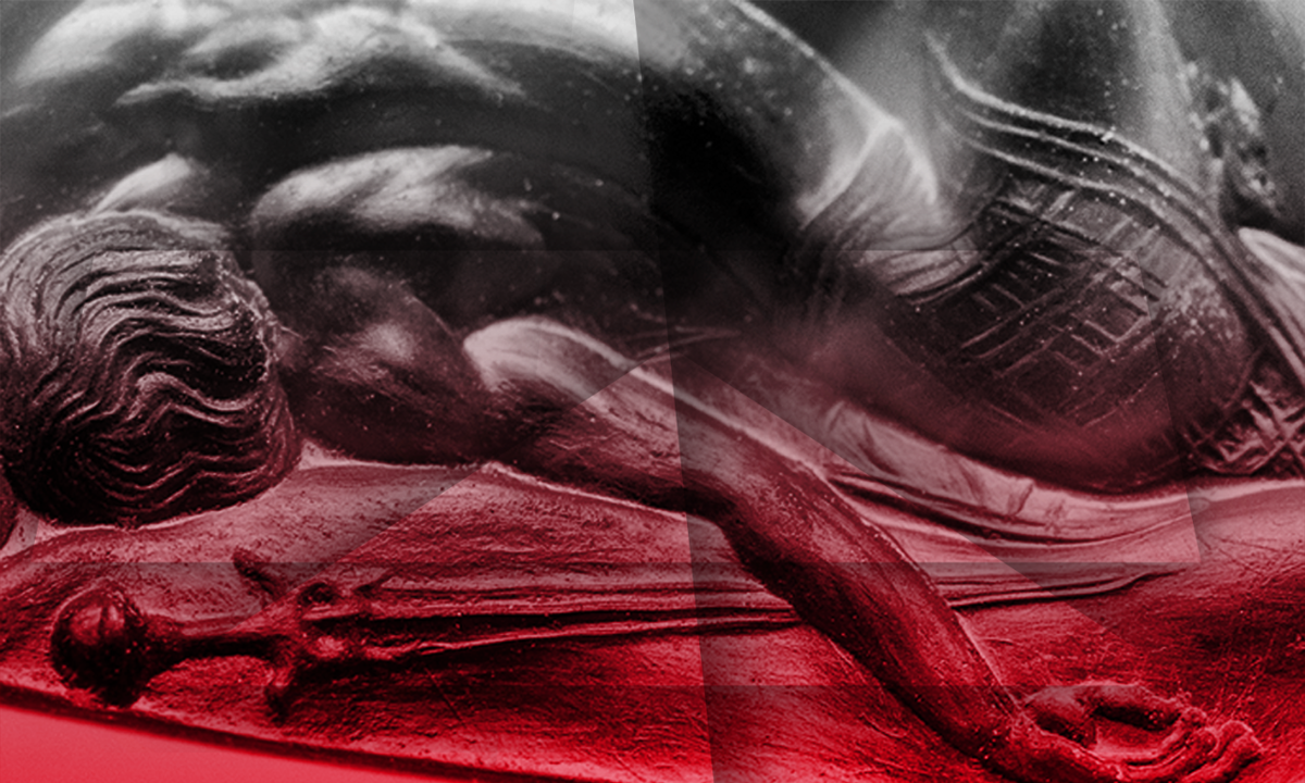 Researchers were particularly surprised by the artist's depiction of musculature (coloration added).