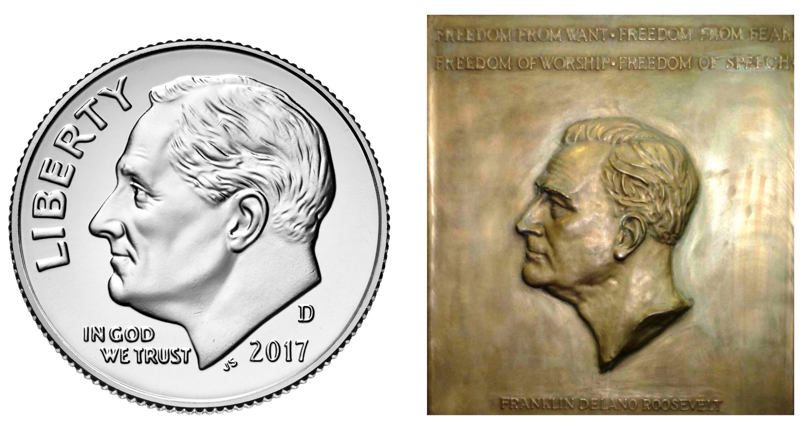 Many numismatists see clear differences between Sinnock's dime design and Burke's plaque.