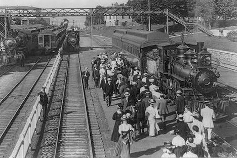 Michigan train depot, c. 1900.