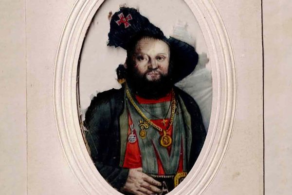 This 19th-century cobweb painting depicts a wealthy Austrian gentleman.