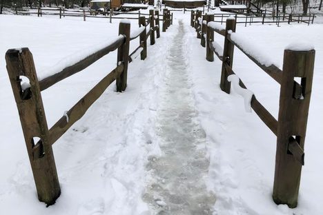 Path from a parking lot to the Knob in the snow. Taken March 2019.
