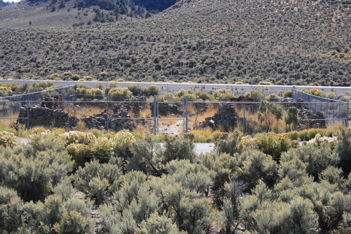 Ruins of New Pass stage station.  HIghway 50 behind.