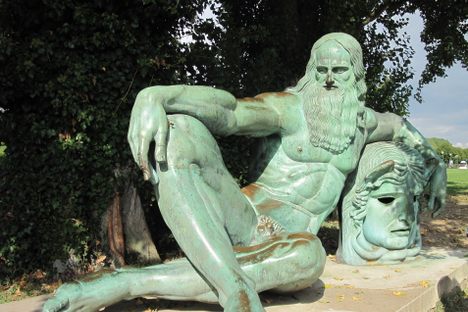 A statue of da Vinci in Amboise, France, where his remains are presumed to lie.