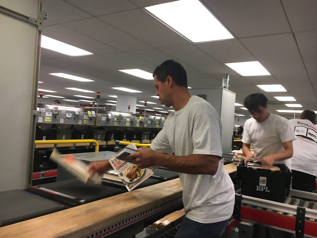Sorter George Rodriguez in action.