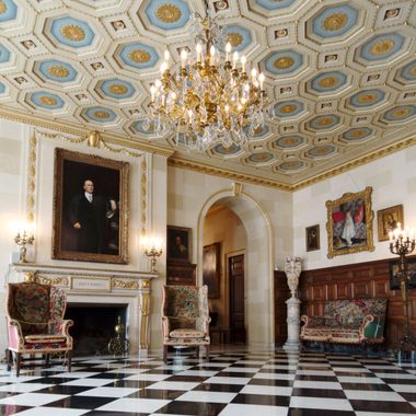 One of the grandest spaces in the Nemours Estate, The Reception Hall is where the duPonts would celebrate Christmas.