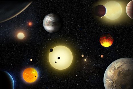 An artist's conception of planets found by Kepler.