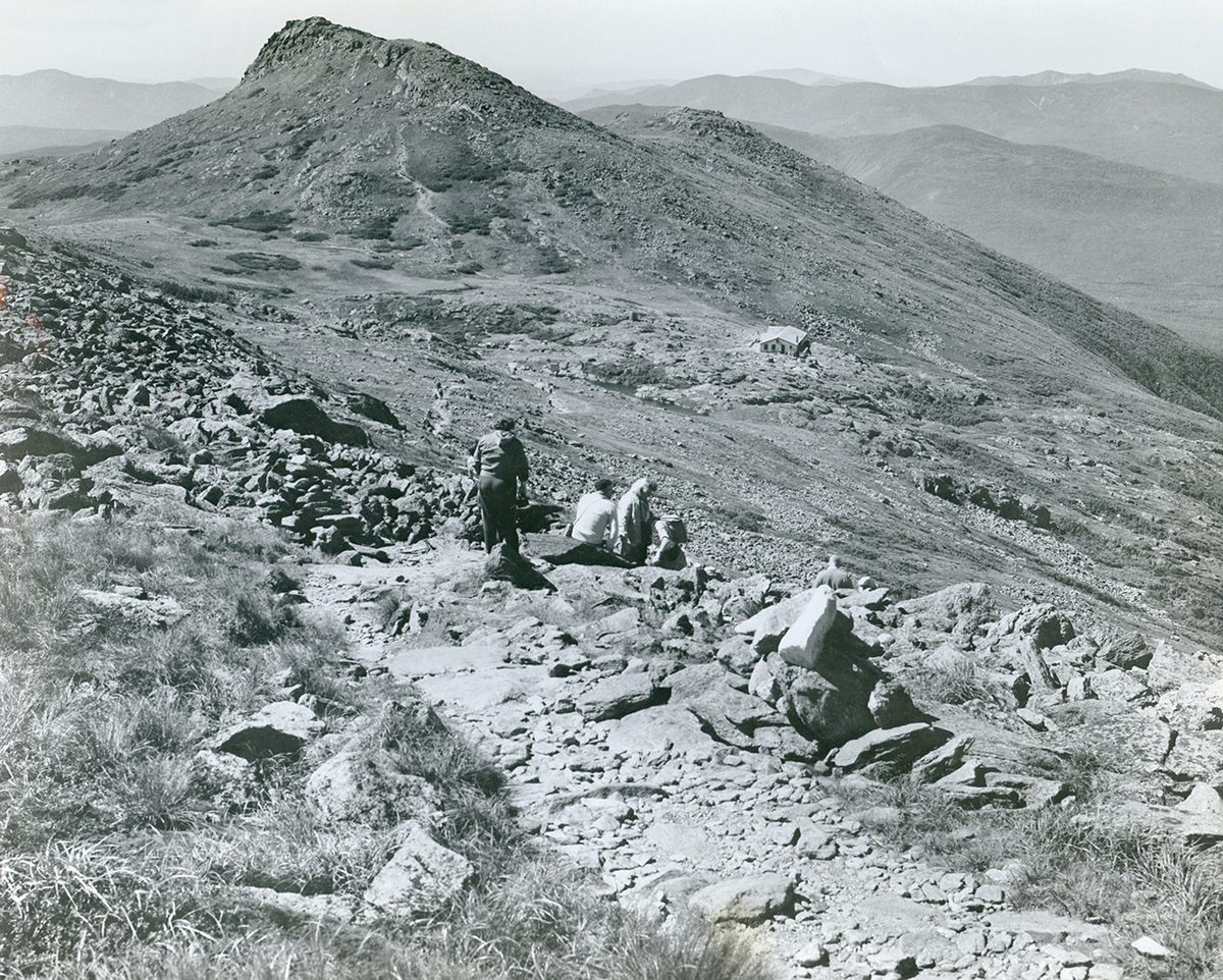 Iconic Appalachian Trail landscapes include the view from New Hampshire's Crawford Path, shown here circa 1965.