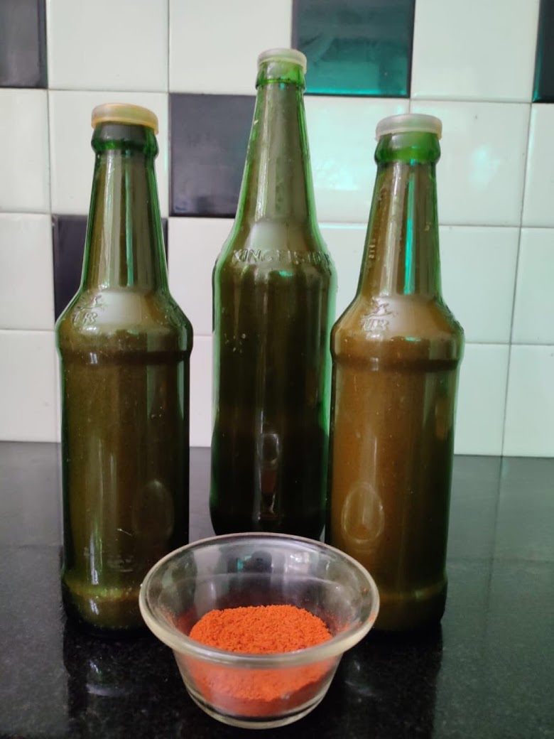 The vessels that give the mix its name are often leftover beer bottles.