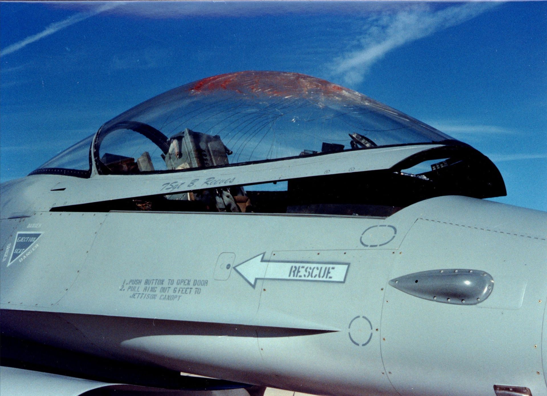 A military plane covered in snarge.
