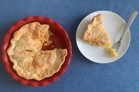 Just three ingredients go into the filling of this humble pie.