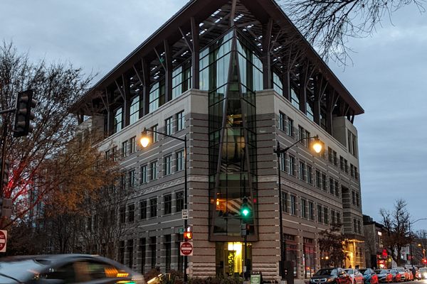 AGU Building with the planet display beginning on the corner of Florida Ave & 20th St.