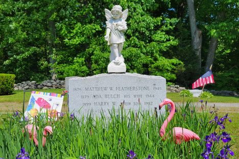 Featherstone family plot, includes a Featherstone flamingo