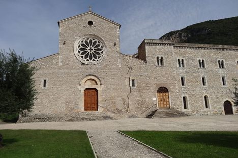 The abbey exterior, featuring the rose window.