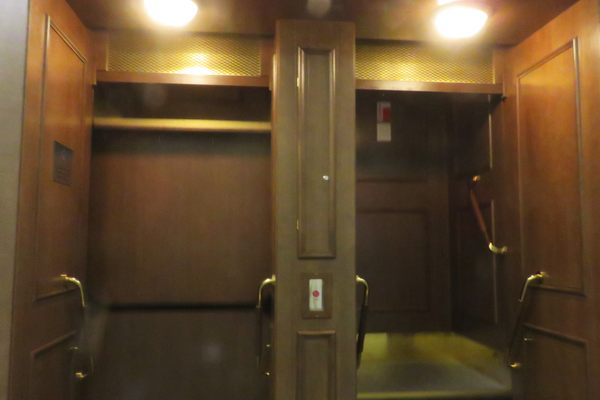 The paternoster lift at the Prague City Hall. 
