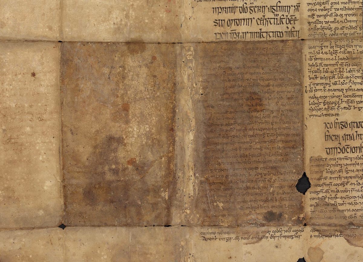 The unbound sheets, with a heading in Latin and the rest translated into Irish.