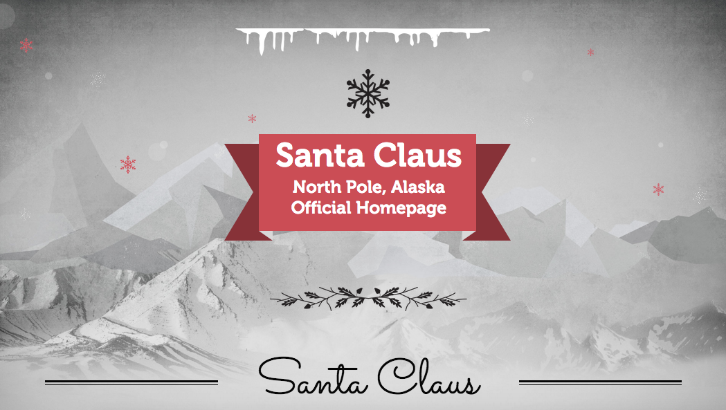 The front page of Santa Claus's website.