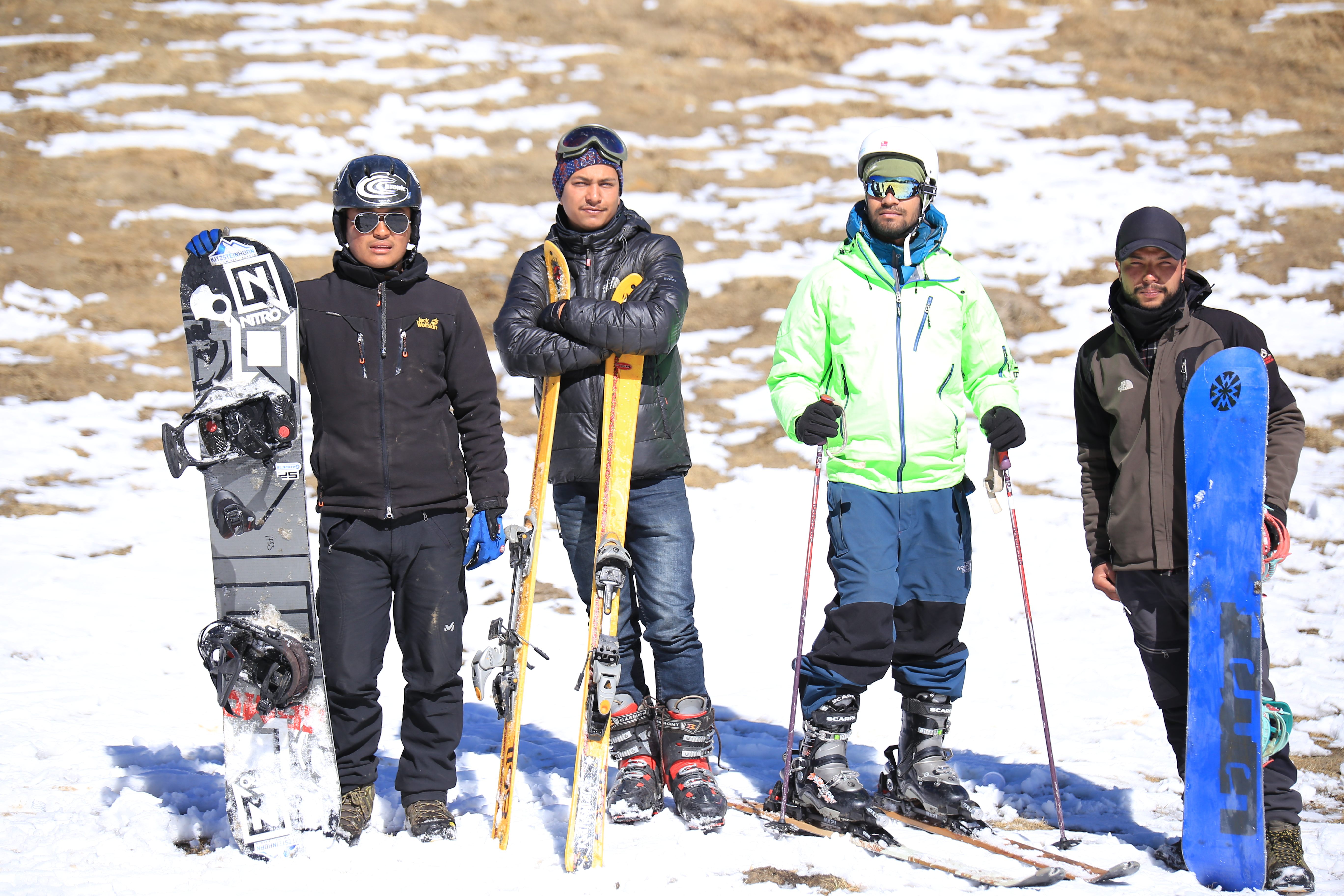 Nepali skiers and snowboarders at Ski For Nepal 2018