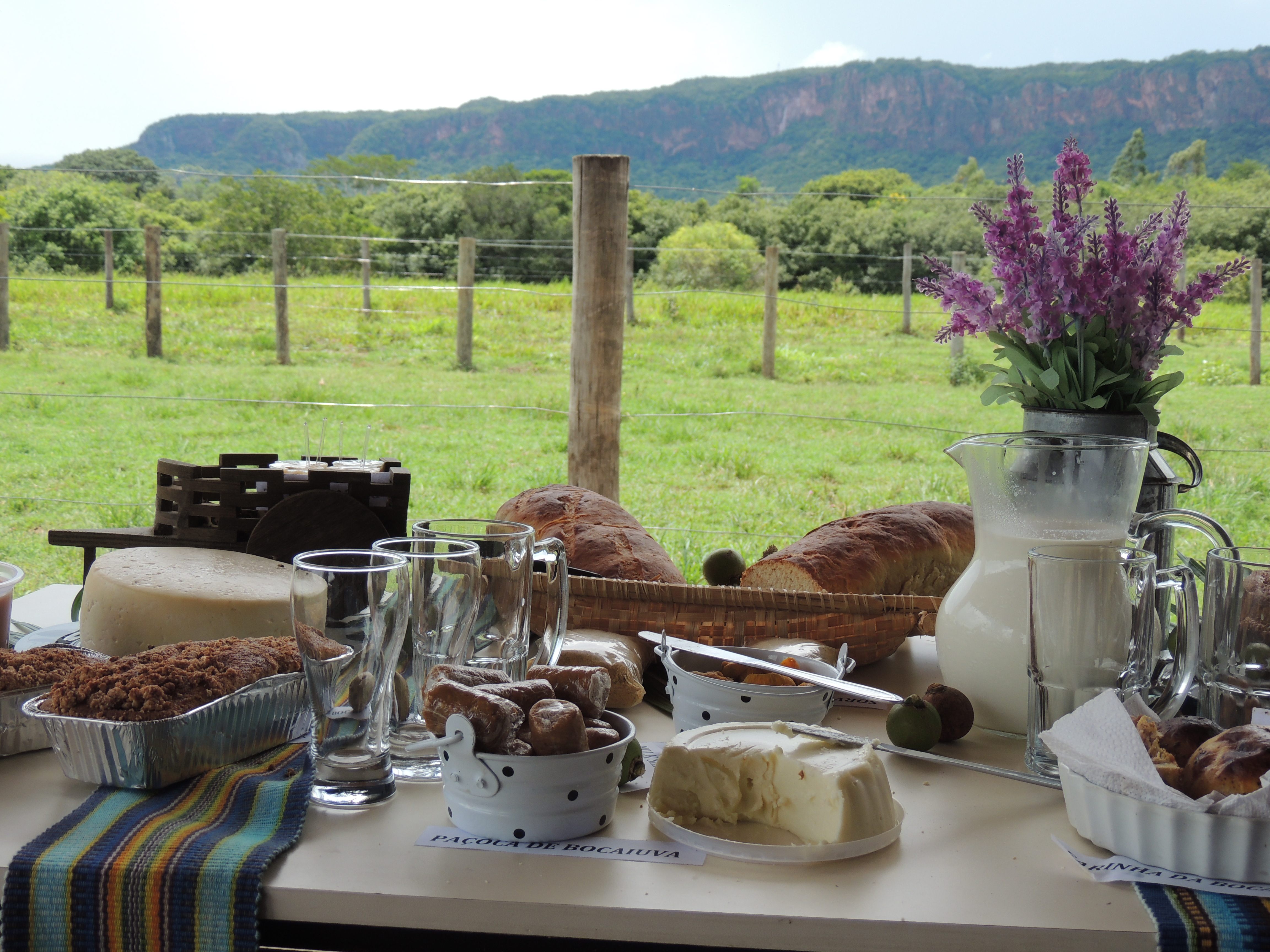 This spread shows products made with Pantaneiro milk, including Nicola cheese.