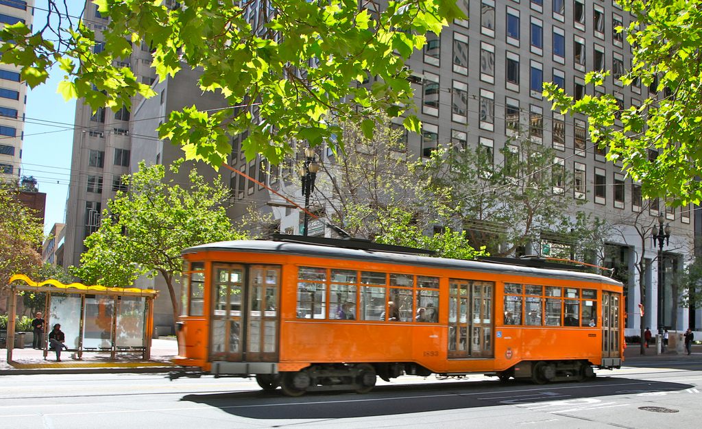 One of San Francisco's iconic street cars in action.