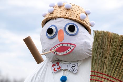 However long this snowman effigy, known as the Bӧӧgg, takes to burn will determine the remaining length of winter. 