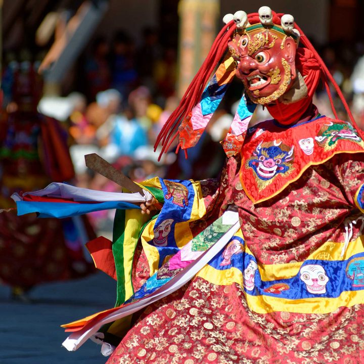 Dancers during Thimphu tsechu.