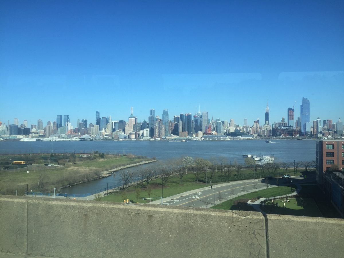 The view of Manhattan from the bus.