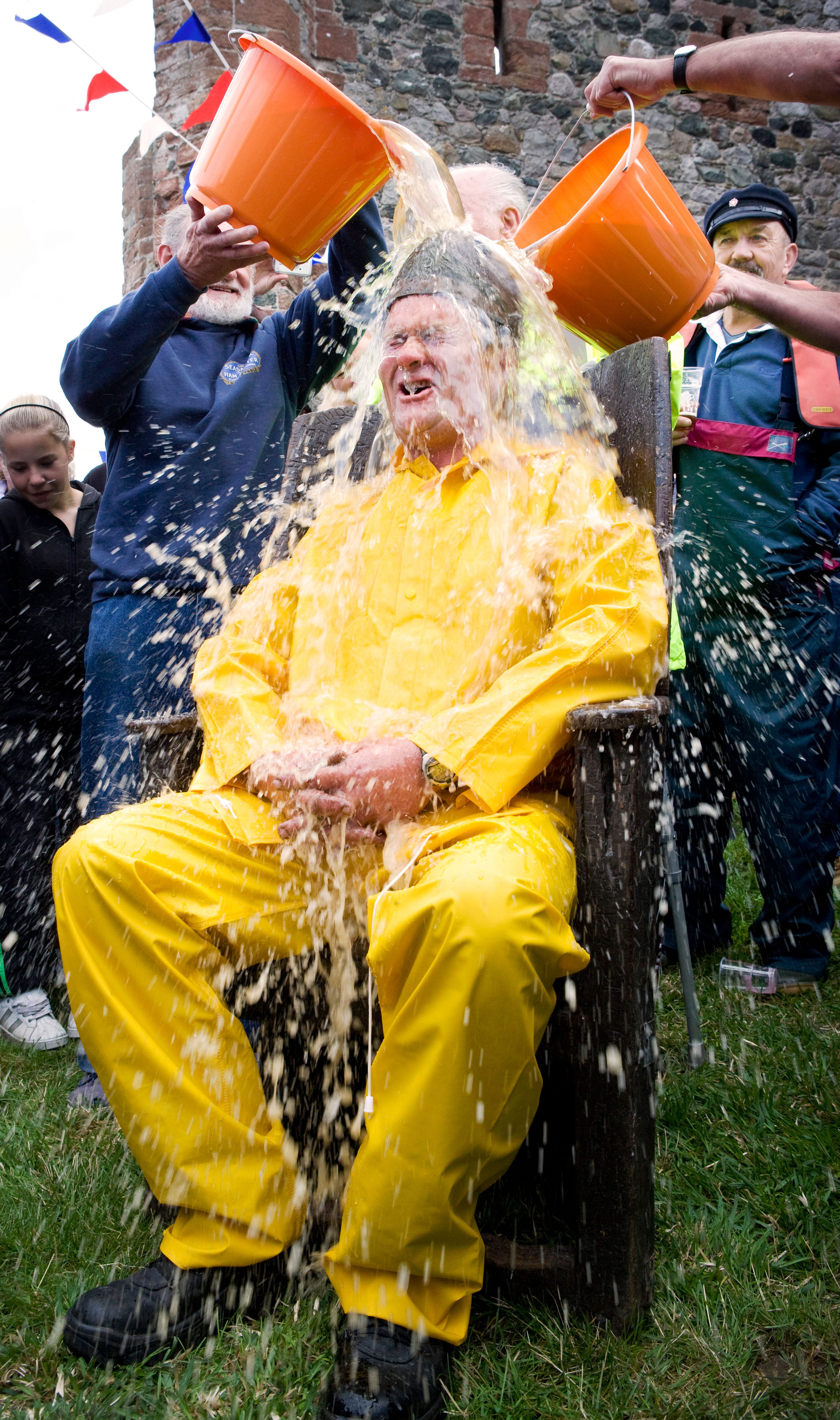 Steve Chattaway, the former King of Piel, being anointed with buckets of beer in 2007.