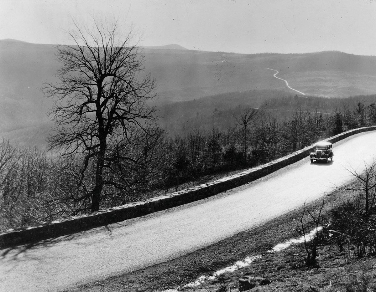 Skyline Drive, seen here around 1945, is Shenandoah National Park's main road.
