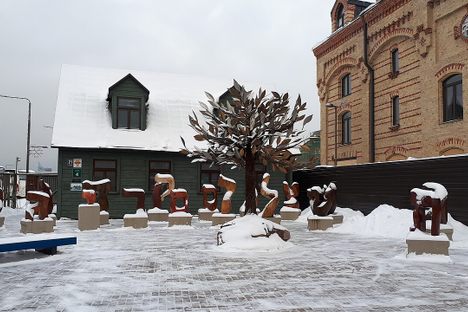 Sculptures of Hebrew characters