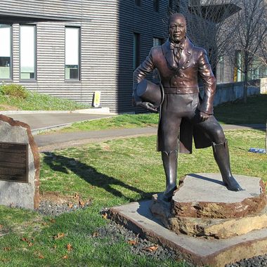 Statue of William Lanson and Plaque.