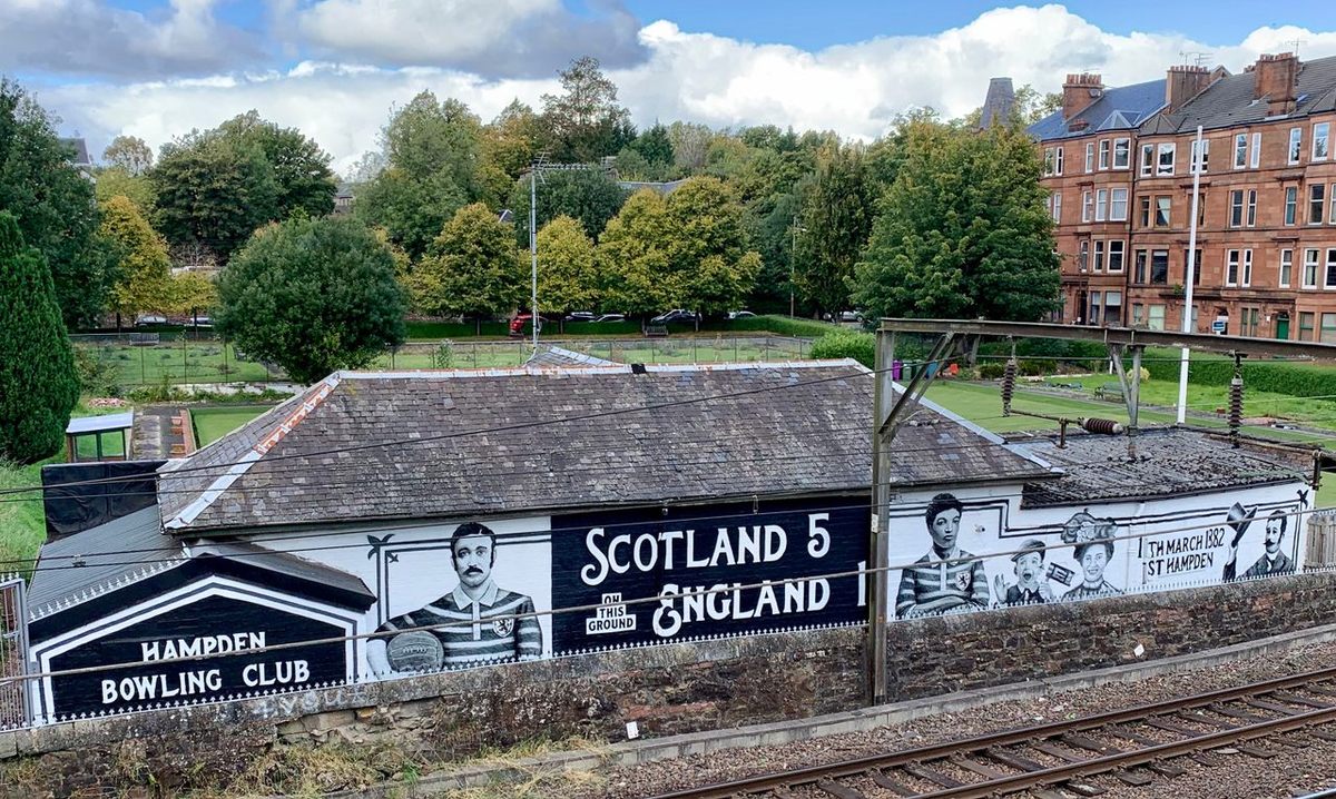 A mural at Hampden Park celebrates its place in the annals of the sport. 
