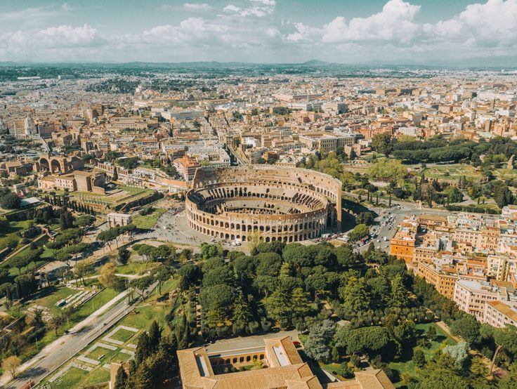 An aerial view of Rome.
