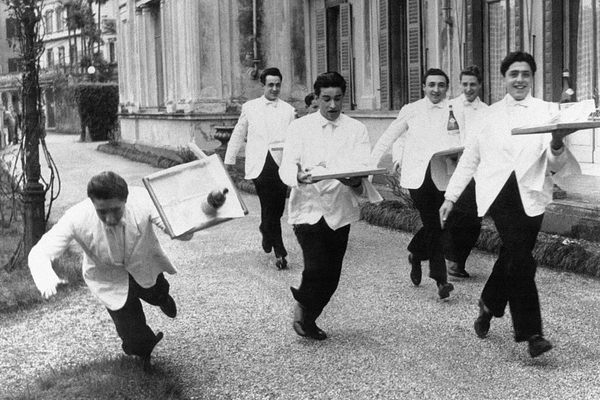 Clean-shaven Parisian waiters. 
