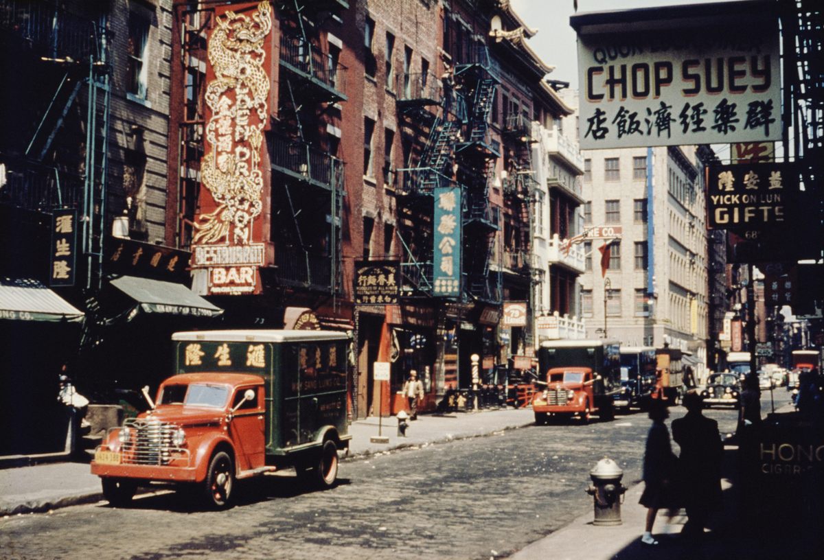 Mott Street in Manhattan's Chinatown, shown here in 1950, was once full of restaurants serving chop suey.